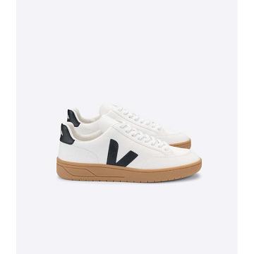 Veja V-12 LEATHER Women's Sneakers White/Black | CA 667CTV